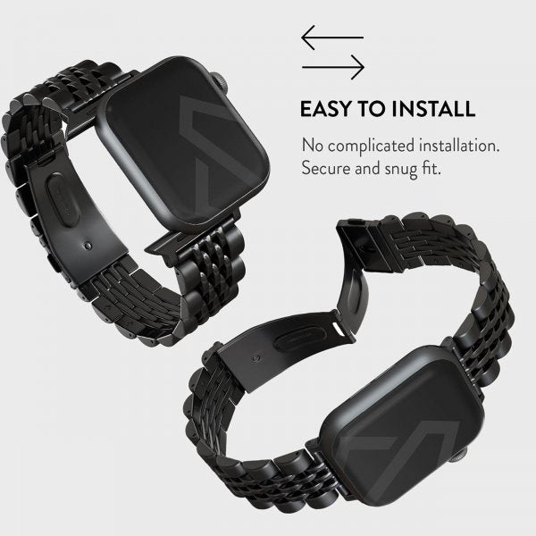 Burga Apple Watch 38/40/41/42mm Metalliranneke Musta