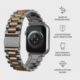 Burga Apple Watch 44/45/46mm/Ultra 49mm ranneke, metalli, hopea, kulta