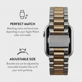 Burga Apple Watch 38/40/41/42mm ranneke, metallia, hopea/kulta