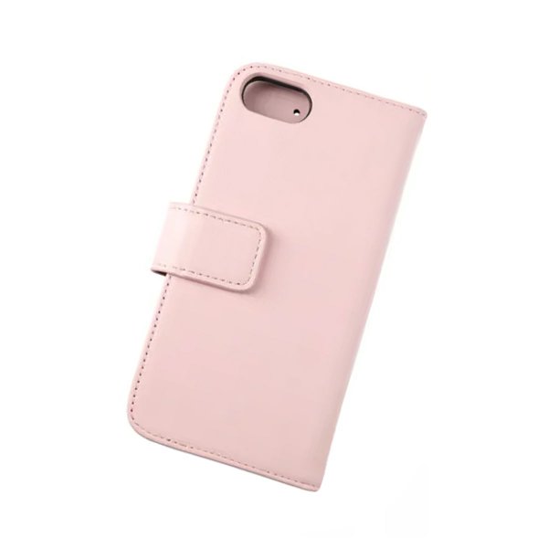 Rvelon iPhone 7/8/SE Suojakotelo, aitoa nahkaa, korttipaikka, vaaleanpunainen