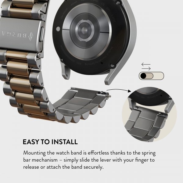 Burga Samsung Galaxy Watch 22mm Ranneke Metalli Hopea Kulta