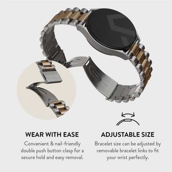 Burga Samsung Galaxy Watch 20mm Ranneke Metalli Hopea Kulta