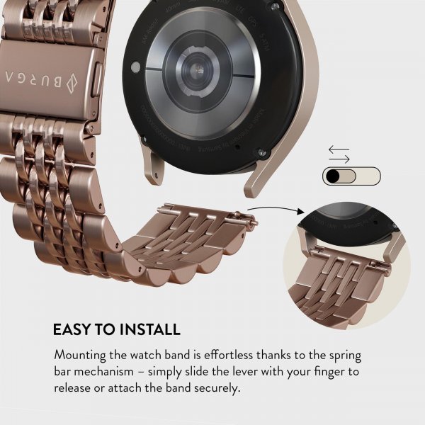 Burga Samsung Galaxy Watch 22mm Ranneke Metalli Ruusukulta