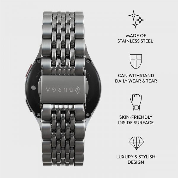 Burga Samsung Galaxy Watch 20 mm ranneke, metalli, hopea