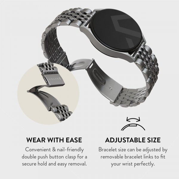 Burga Samsung Galaxy Watch 20 mm ranneke, metalli, hopea