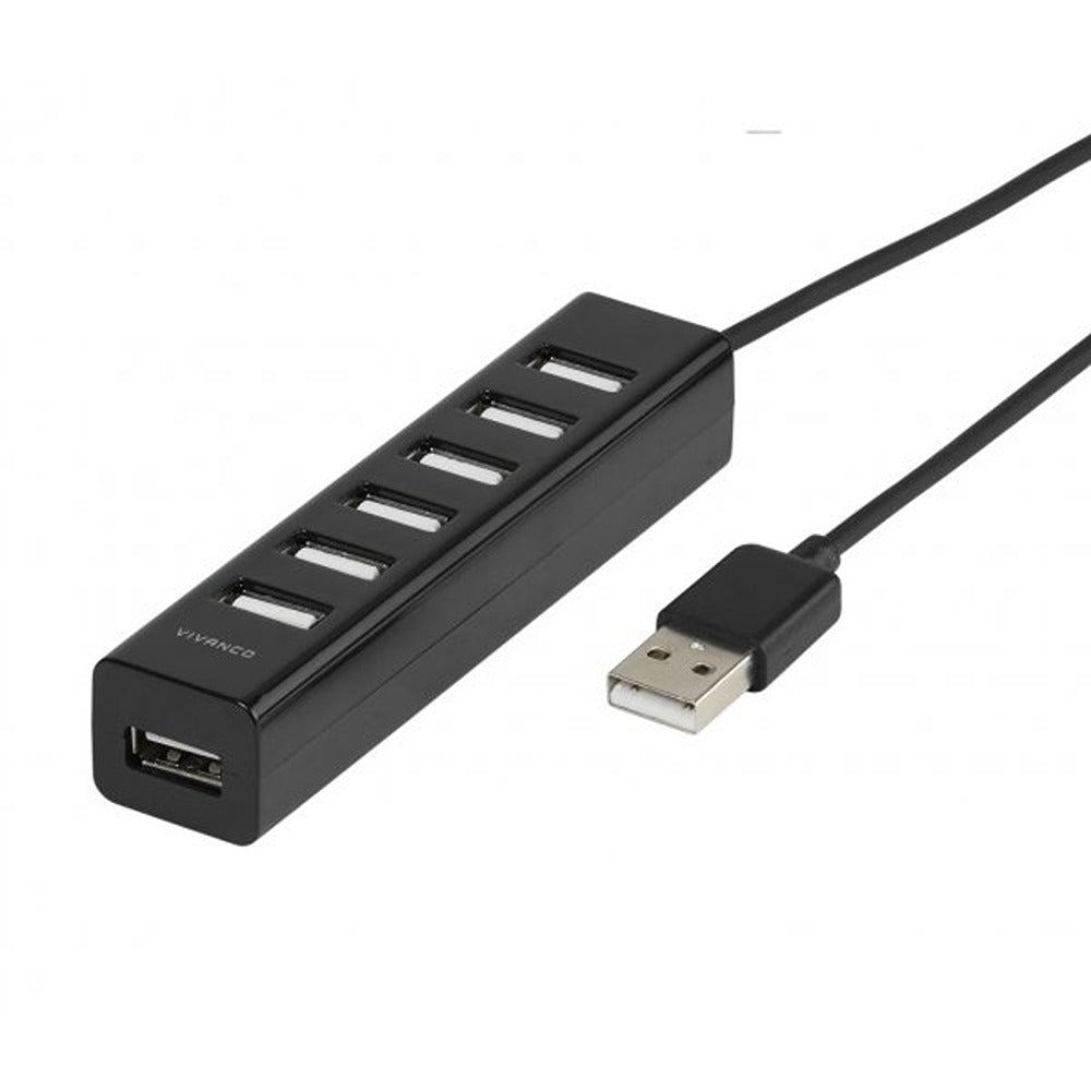 Vivanco USB-keskitin 7x USB 2.0, musta