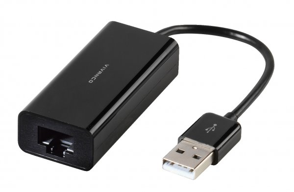 Vivanco USB 2.0 – RJ45-verkkosovitin, musta