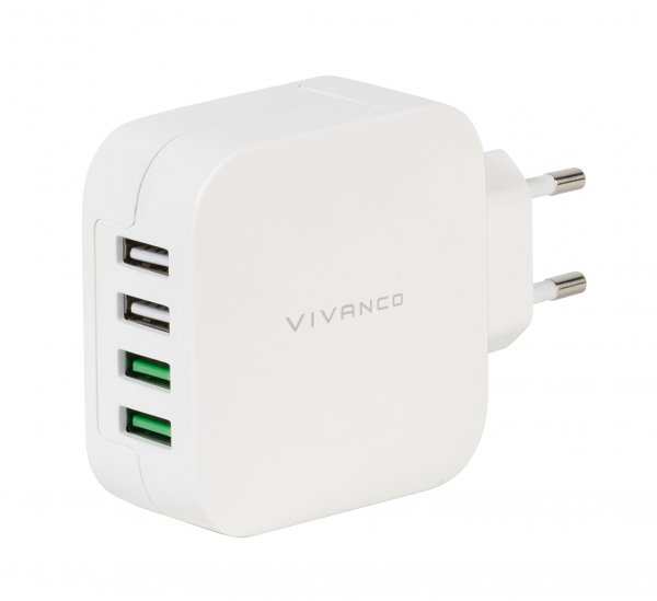 Vivanco Laturi 4xUSB-A 4,8A (2,4A/1A) 24W Valkoinen