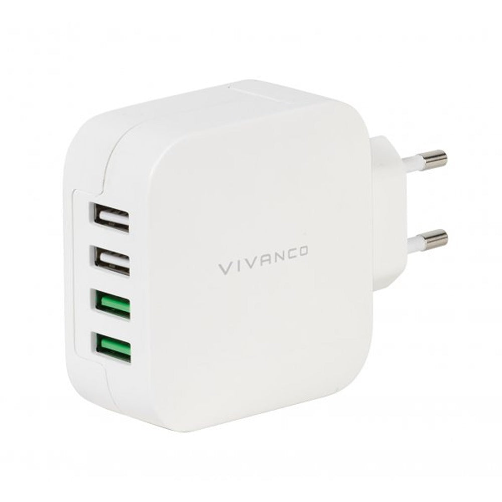 Vivanco Laturi 4xUSB-A 4,8A (2,4A/1A) 24W Valkoinen