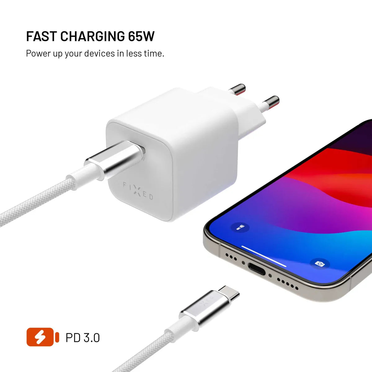 Fixed Laturi USB-C-kaapelilla Mini PD 65W GaN