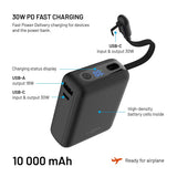 Fixed Zen 10 Loop Powerbank sisäänrakennetulla USB-C kaapelilla 30W