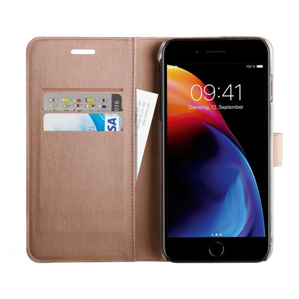 Vivanco iPhone 6/6S Plus/iPhone 7 Plus/iPhone 8 Plus -suojakotelo Classic Wallet, ruusukulta