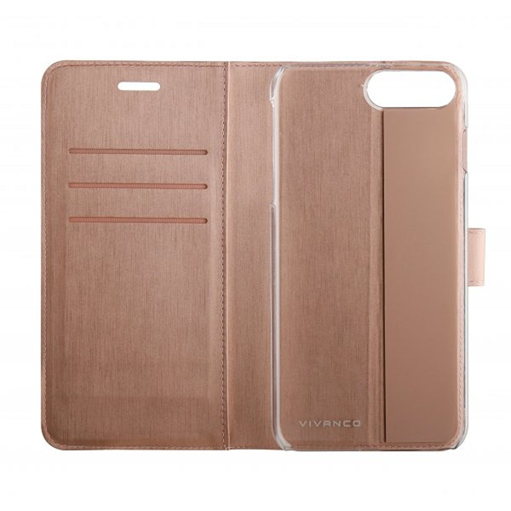 Vivanco iPhone 6/6S Plus/iPhone 7 Plus/iPhone 8 Plus -suojakotelo Classic Wallet, ruusukulta