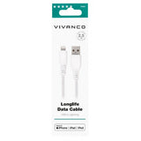 Vivanco Kaapeli Longlife Punottu USB-A/Lightning 2.5m Valkoinen