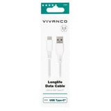 Vivanco Kaapeli Longlife Braided USB-A/USB-C 2.5m Valkoinen