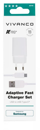 Vivanco Laturi kaapelilla Adaptive Fast Charger Set USB-C 15W 1m Valkoinen