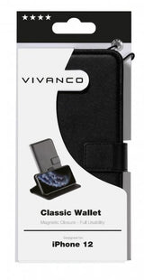 Vivanco iPhone 12 Mini Kotelo Classic Wallet Musta