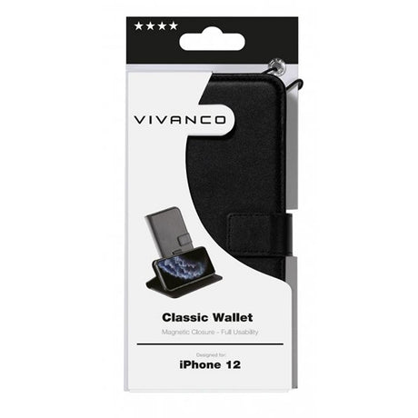Vivanco iPhone 12 Mini Kotelo Classic Wallet Musta