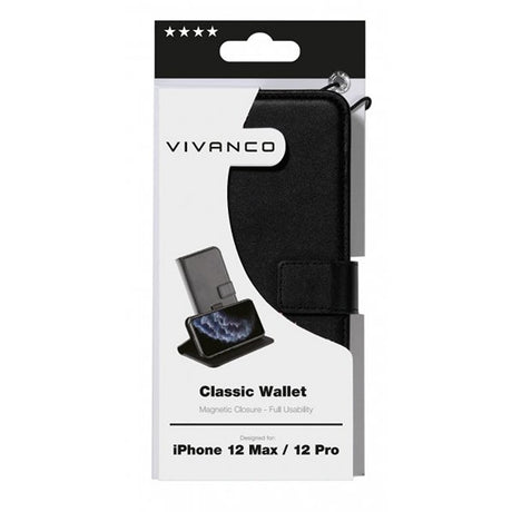 Vivanco iPhone 12/iPhone 12 Pro Kotelo Classic Wallet Musta