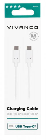 Vivanco Kaapeli Latauskaapeli USB-C/USB-C 2.0 0.5m Valkoinen