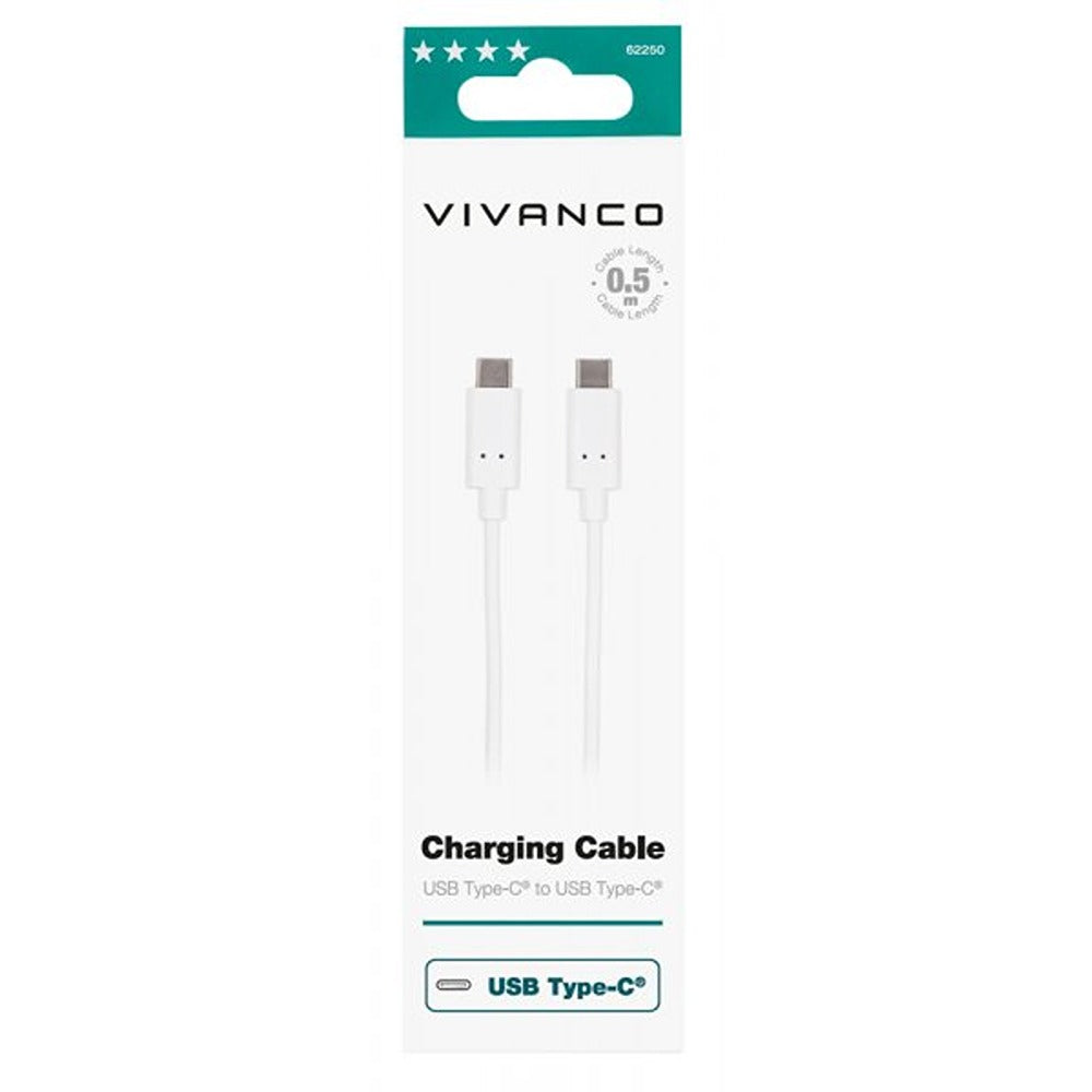 Vivanco Kaapeli Latauskaapeli USB-C/USB-C 2.0 0.5m Valkoinen