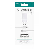 Vivanco Laturi kaapelilla Super Fast Charger Set USB-C/Lightning 20W 1.2m Valkoinen