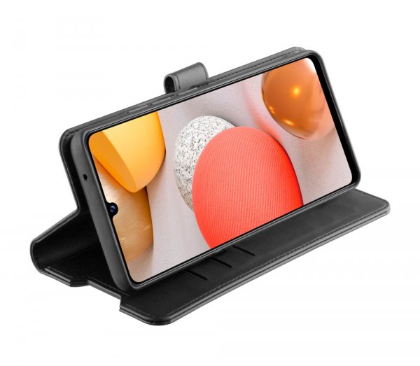 Vivanco Samsung Galaxy A22 5G Classic Wallet -suojakotelo, musta