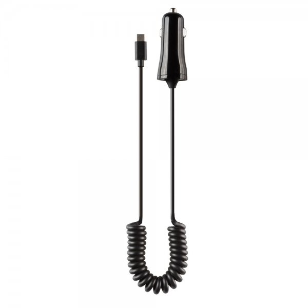 Vivanco Autolaturi spiraalikaapelilla 1m USB-C 12W Musta