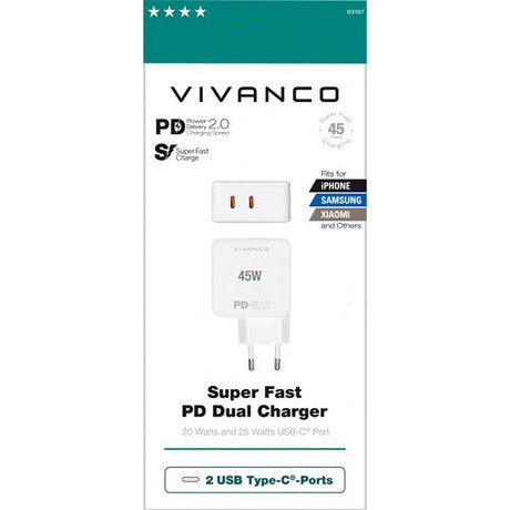 Vivanco Laturi Super Fast PD Dual Charger 45W