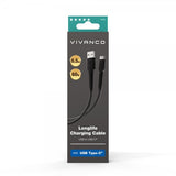 Vivanco-kaapeli Longlife punottu USB-A/USB-C 0,5 m musta