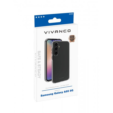 Vivanco Samsung Galaxy A55 suojakuori Safe & Steady, läpinäkyvä