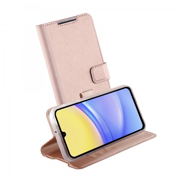 Vivanco Samsung Galaxy A55 -suojakotelo, Classic Wallet, ruusukulta