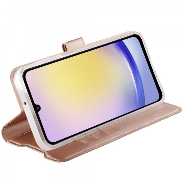 Vivanco Samsung Galaxy A35 -suojakotelo, Classic Wallet, ruusukulta