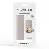 Vivanco iPhone 16e/17e Classic Wallet -suojakotelo, Greige