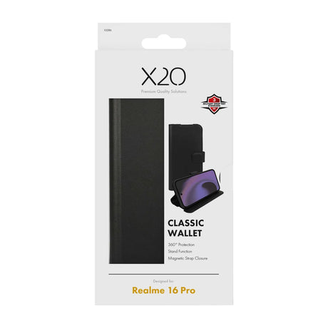 X2O Realme 16 Pro Kotelo Classic Wallet Musta