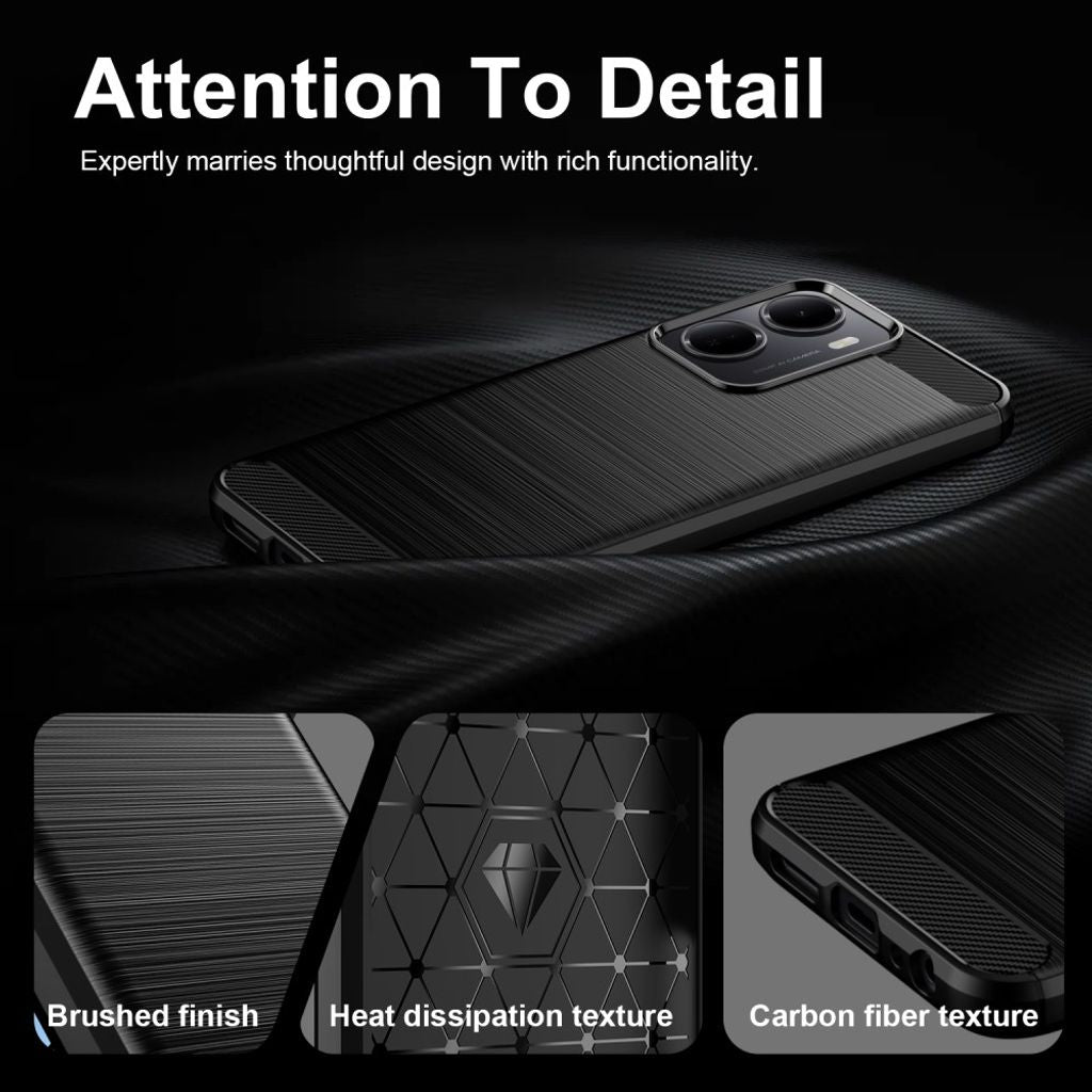 Xiaomi Redmi A7 Pro Kuori Harjattu Hiilikalvotekstuuri Musta