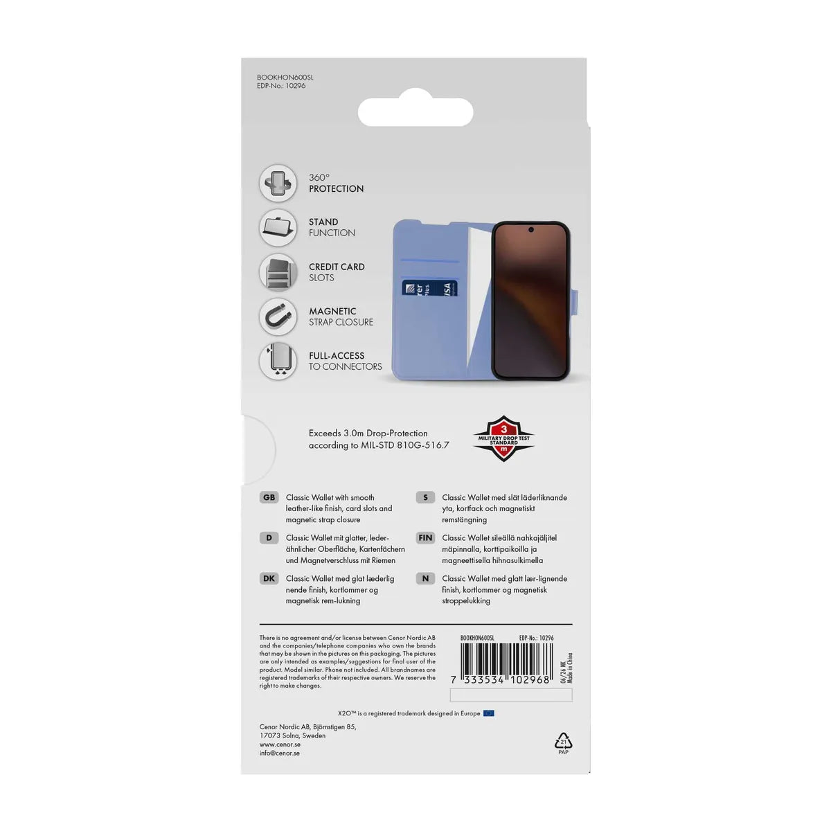 X2O Honor 600 Smart Kotelo Classic Wallet Violetti