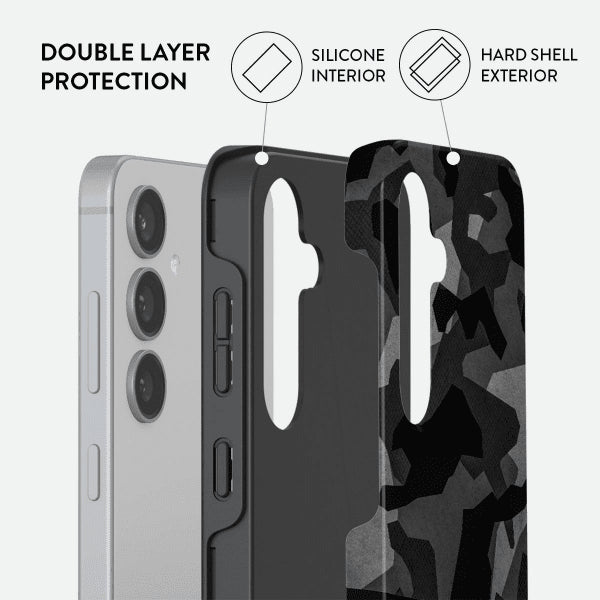 Burga Samsung Galaxy S24 FE kuori Tough Night Black Camo