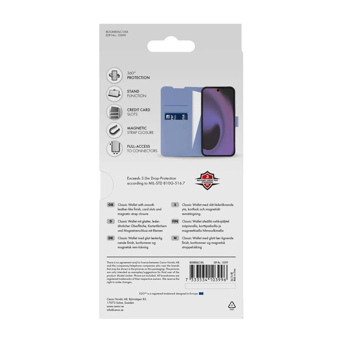 X2O Realme C100 Kotelo Classic Wallet Violetti