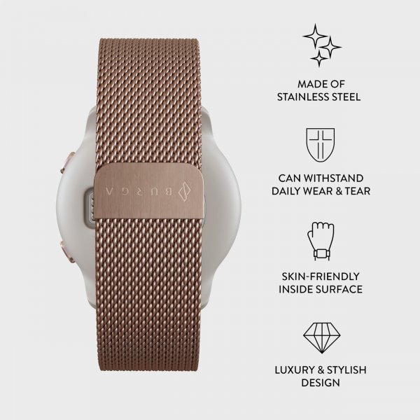 Burga Samsung Galaxy Watch 22mm Ranneke Metal Mesh Ruusukulta