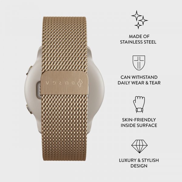 Burga Samsung Galaxy Watch 20mm Ranneke Metalliverkko Kulta