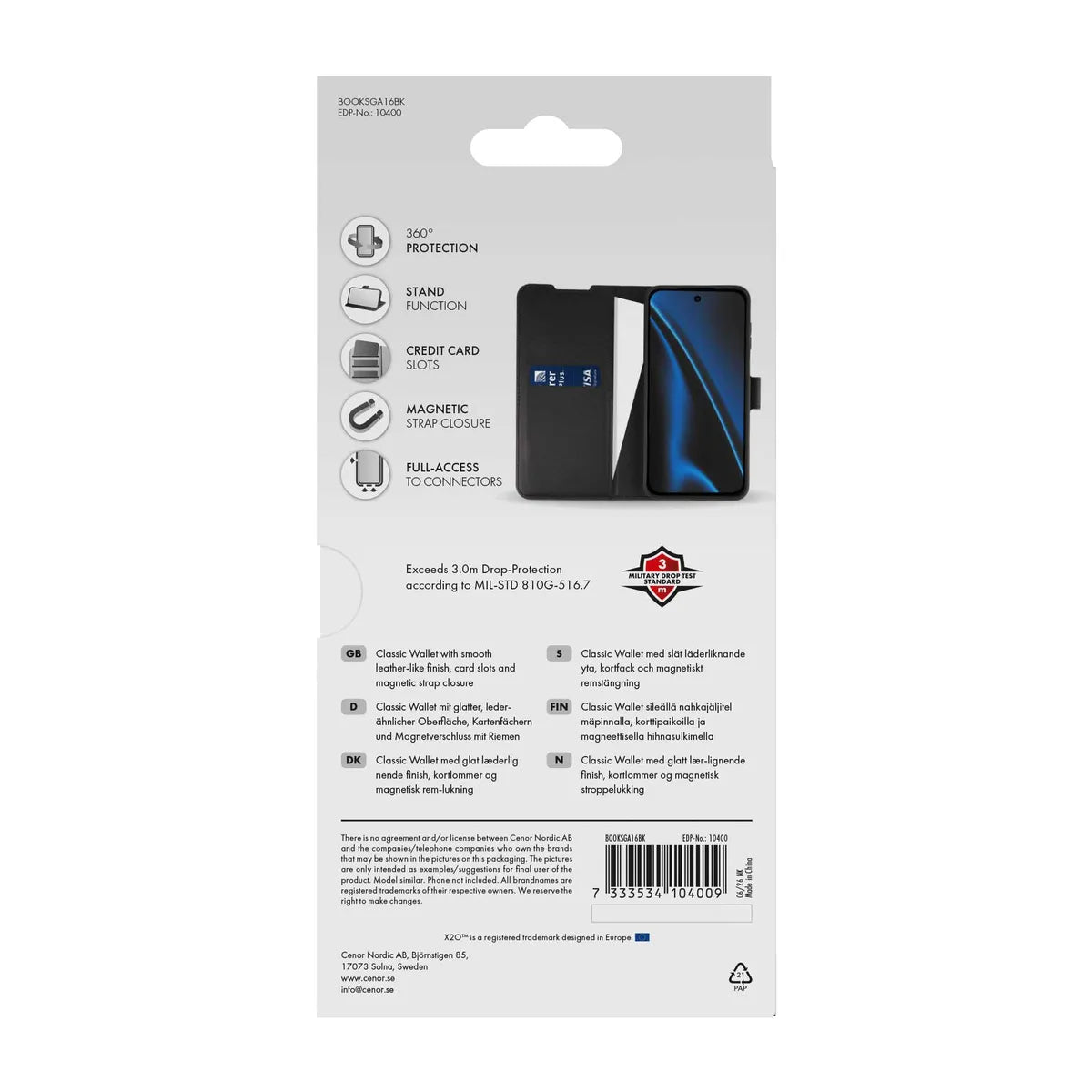 X2O Samsung Galaxy A16 Kotelo Classic Wallet Musta