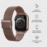 Burga Apple Watch 44/45/46mm/Ultra 49mm ranneke, Mesh Elegance, ruusukulta