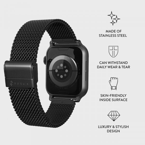 Burga Apple Watch 38/40/41/42mm ranneke Mesh Elegance Musta