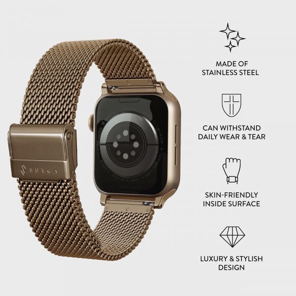 Burga Apple Watch 44/45/46mm/Ultra 49mm ranneke Mesh Elegance Kulta