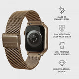 Burga Apple Watch 44/45/46mm/Ultra 49mm ranneke Mesh Elegance Kulta