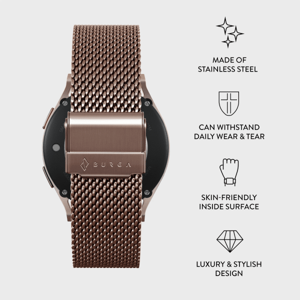 Burga Samsung Galaxy Watch 22mm Ranneke Mesh Elegance Ruusukulta
