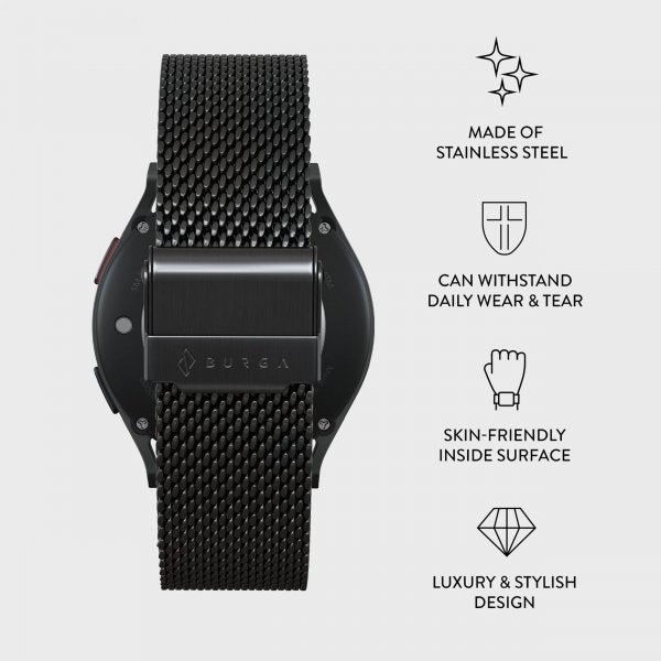 Burga Samsung Galaxy Watch 22mm Ranneke Mesh Elegance Musta