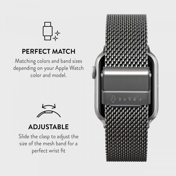 Burga Apple Watch 38/40/41/42mm ranneke, Mesh Elegance, hopea