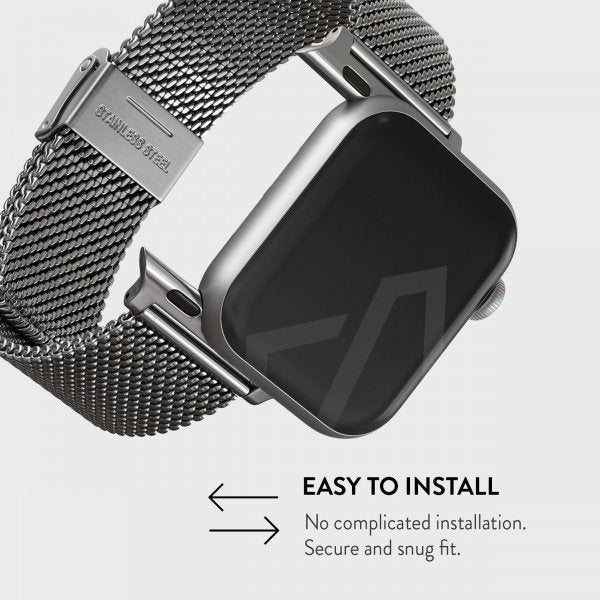 Burga Apple Watch 44/45/46mm/Ultra 49mm -ranneke, Mesh Elegance Silver